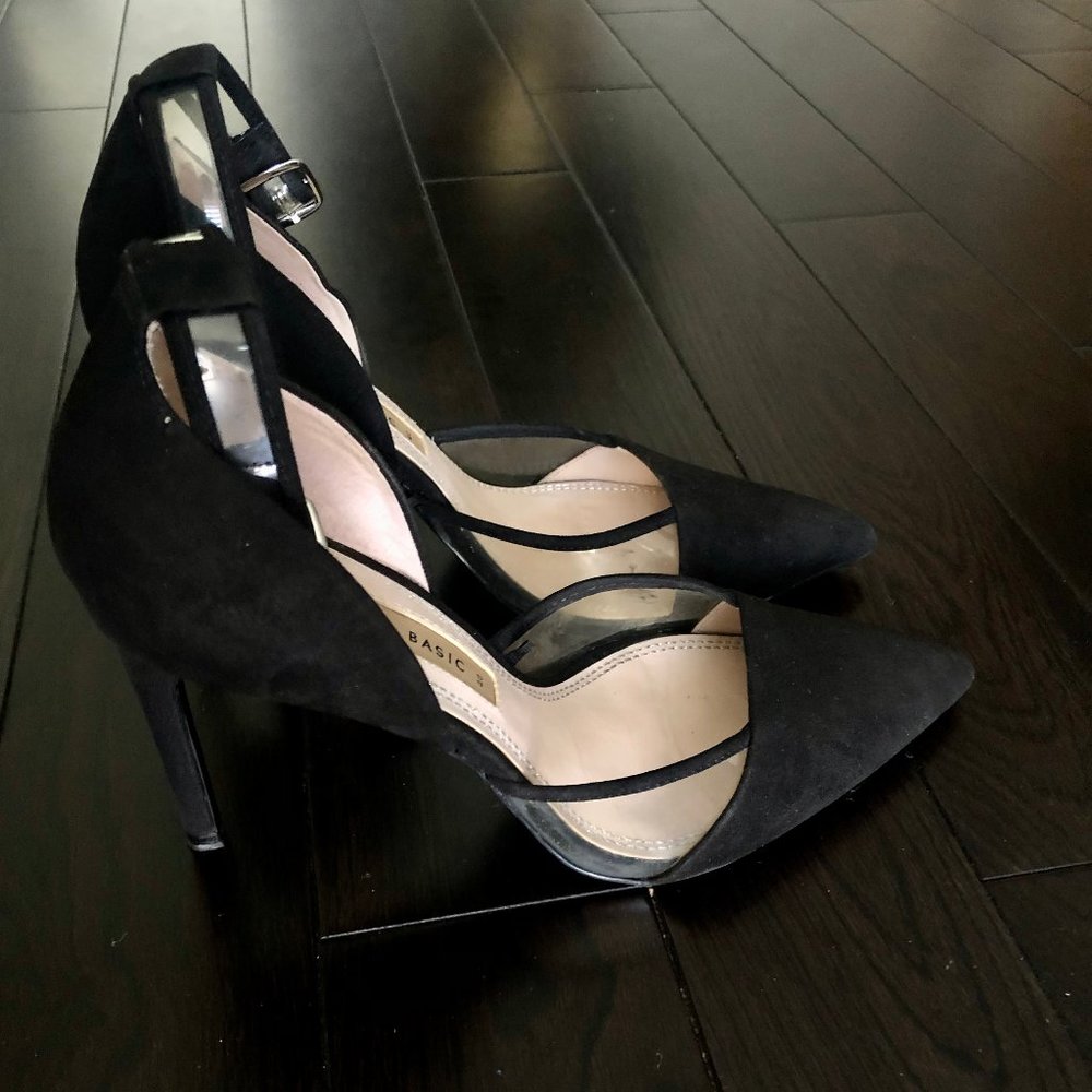 Zara Suede Stilettos with clear strap